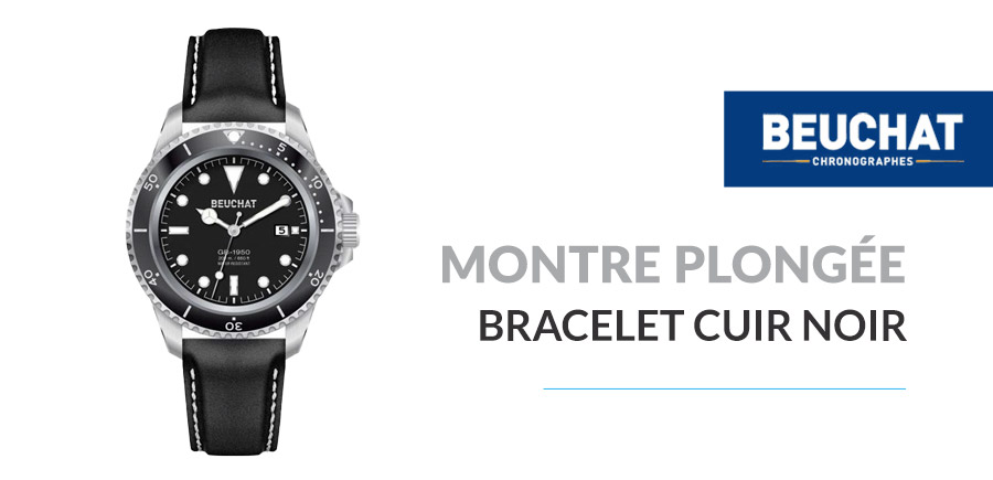 Montre Plongee Bracelet Cuir Beuchat Chronographes